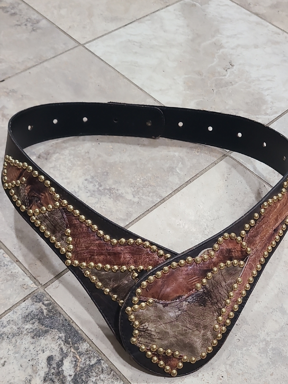 Leather Western Hip Belt in Brown and Black